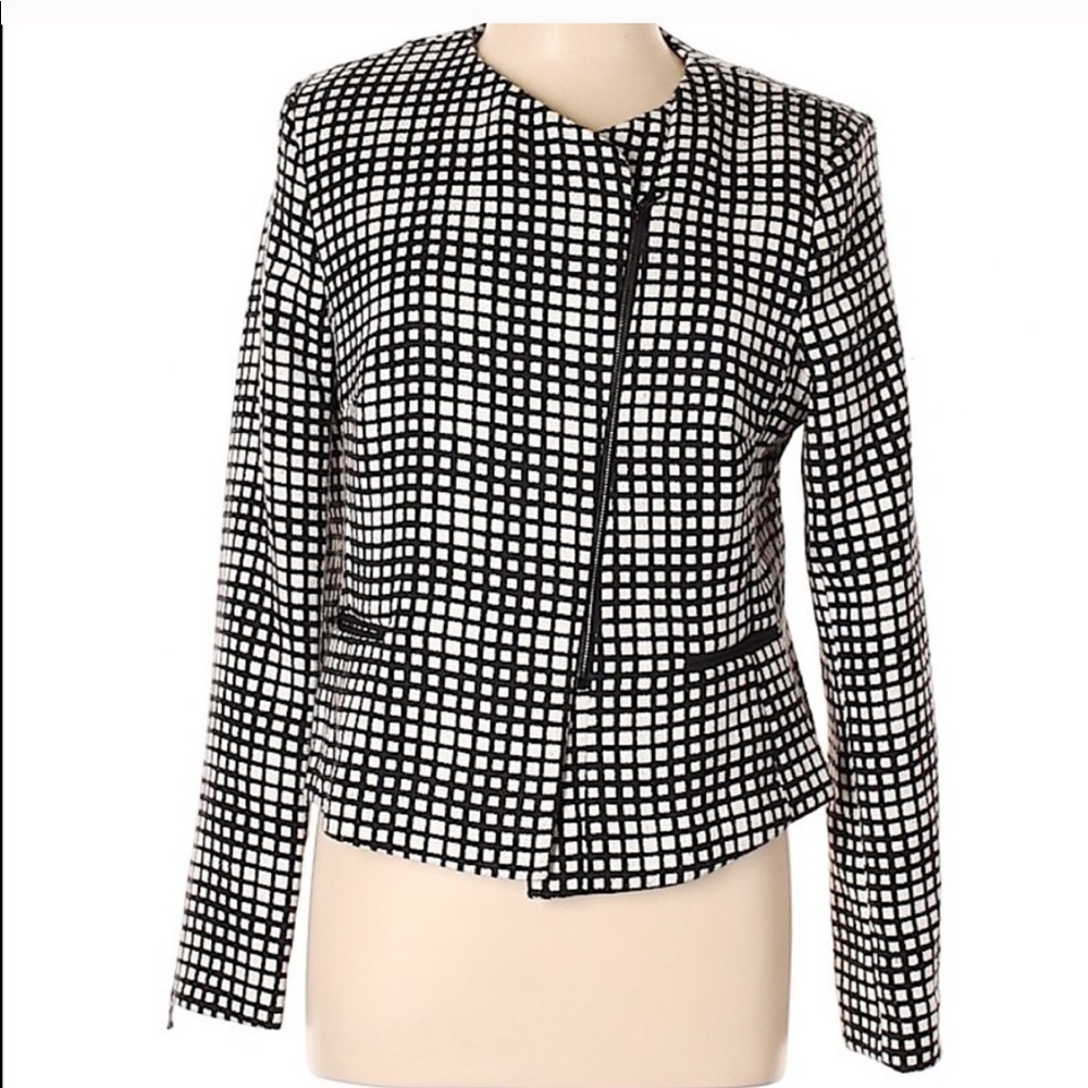 L’AGENCE CHECKED ZIP UP JACKET - Size 6